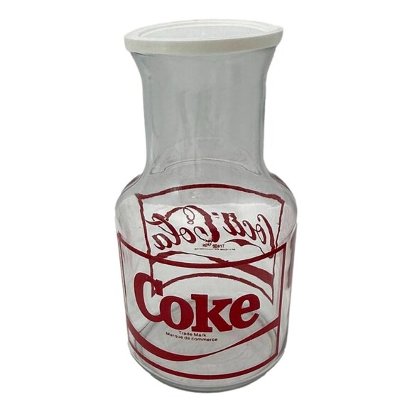 Libby St Clair Coca-Cola Glass Decanter and 4 Glasses 1987 Vintage New - Picture 9 of 16